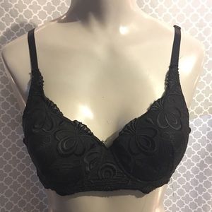 VEUC Black Lace Embroidered Bra- 36C